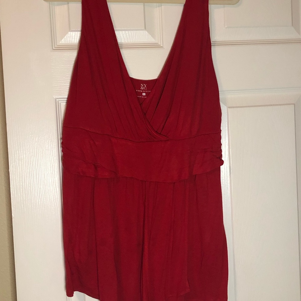 NY&C Red Vneck With Waist Detail, Sz XL